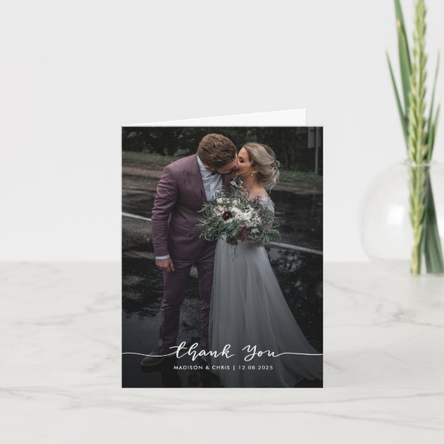 Roteiro de Agradecimento de Casamento Foto Moderno (Frente)