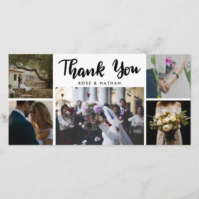 Roteiro de agradecimento de cinco fotos de casamen (Frente)