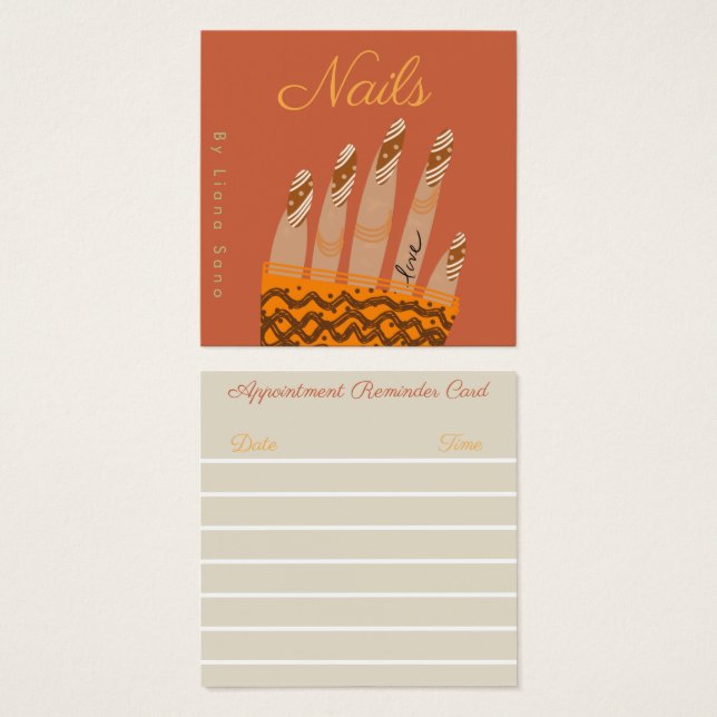 Roteiro de Artista de Unhas Desenho à Mão Compromi (Frente & Verso)