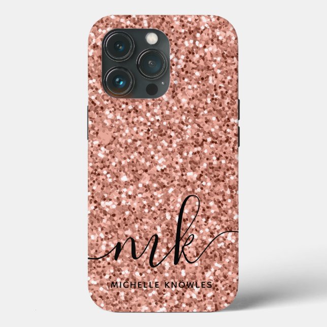 Roteiro Moderno Glitter Monograma Rosa Dourado Ten (Verso)
