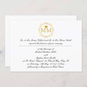 Roteiro real do ouro do monograma do convite   do