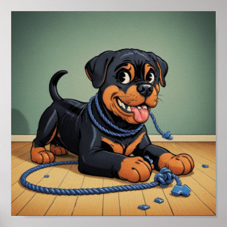Rottweiler com Poster de brinquedo