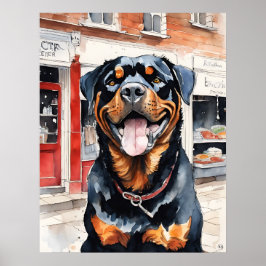 Rottweiler - Impressão de Arte Canina