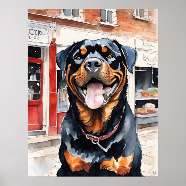 Rottweiler - Impressão de Arte Canina (Frente)