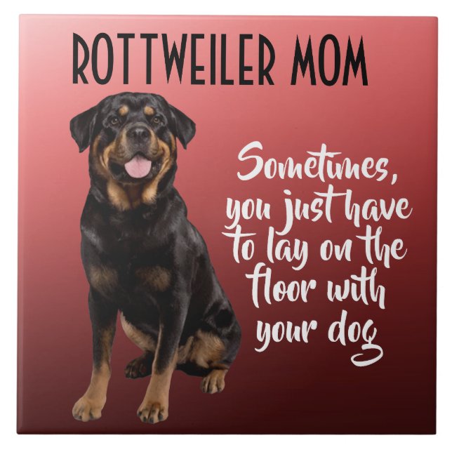 Rottweiler Mãe Azulejo Cerâmica (Frente)