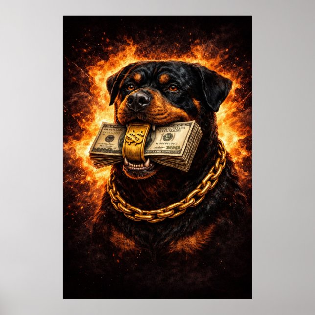 Rottweiler Money Heat | Street Luxury Dog Poster (Frente)