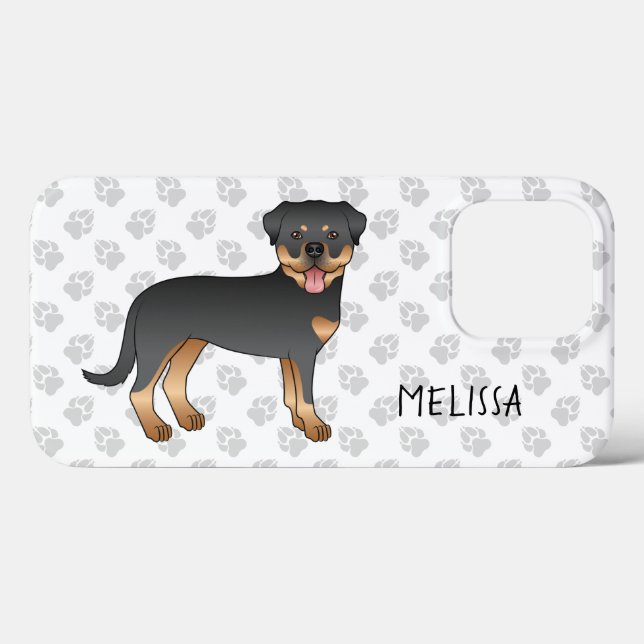 Rottweiler Preto e Castanho Cachorro de Desenho An (Verso (horizontal))