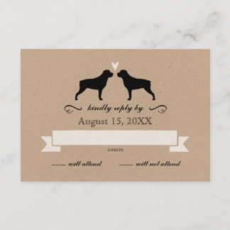 Rottweiler Silhouettes Resposta de Casamento RSVP