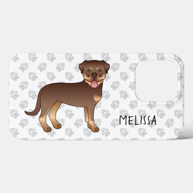Rottweiler Vermelho e Marrom Cachorro de Desenho A (Verso (horizontal))