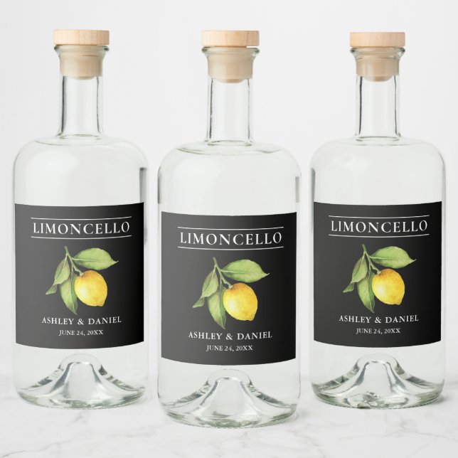 Rotulagem do Frasco Preto Limoncello Limoncello (Garrafas)