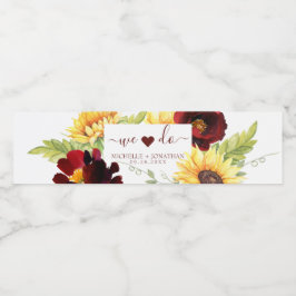 Rótulo da bebida de água de Casamento de Girassol