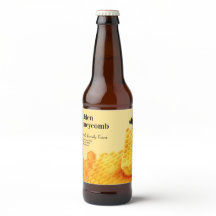 Rótulo da caixa de mel com favos cortados de abelh