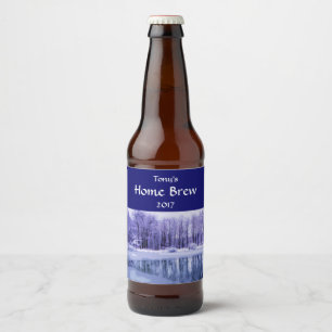 Rótulo da Cerveja de Inverno a Púrpura e Azul Frio