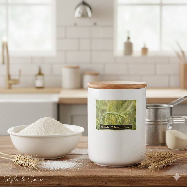 Rótulo da farinha de trigo integral para armazenag (Whole Wheat Flour Label for Kitchen Storage)