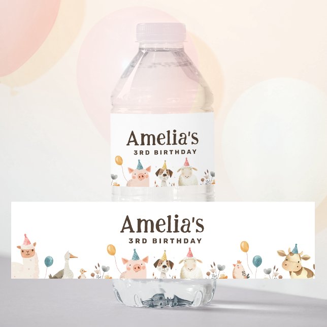 Rótulo da Garrafa de Água de Aniversário da fazend (Criador carregado)