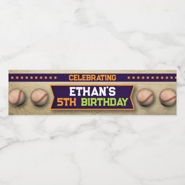 Rótulo da Garrafa de Água de Beisebol (Rótulo Único)