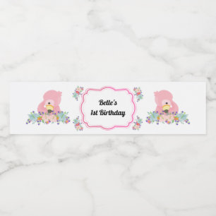 Rótulo da Garrafa de Água do Baby Flamingo Party
