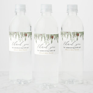 Rótulo da garrafa de água do pinheiro de inverno r