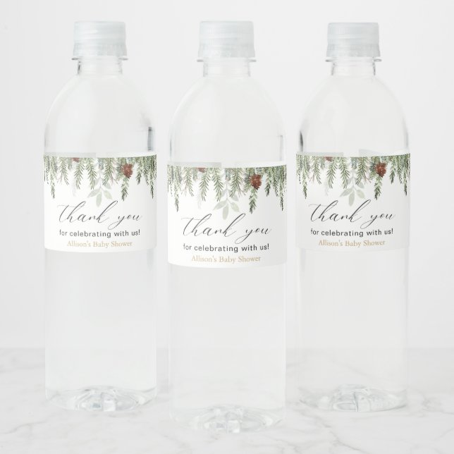 Rótulo da garrafa de água do pinheiro de inverno r (Garrafas)