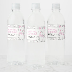 Rótulo da Garrafa de Festa de aniversário de Gato