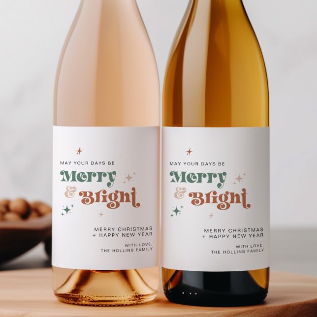 Rótulo da garrafa de vinho Boho de Natal Rótulo do (Criador carregado)