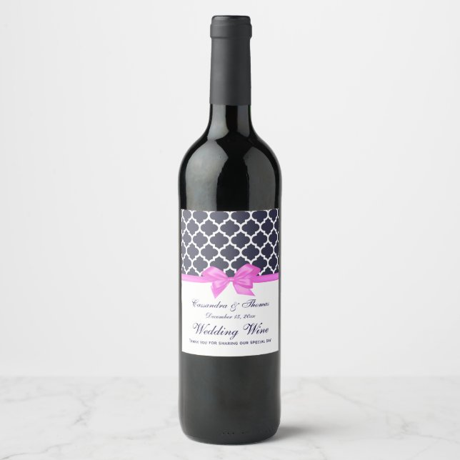 Rótulo da garrafa de vinho branco cor-de-rosa com  (Frente)