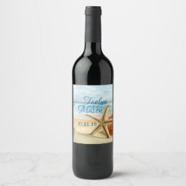 Rótulo da Garrafa de Vinho da Cena de Praia de Cas