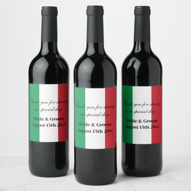 Rótulo da garrafa de vinho de bandeira italiana pa (Garrafas)