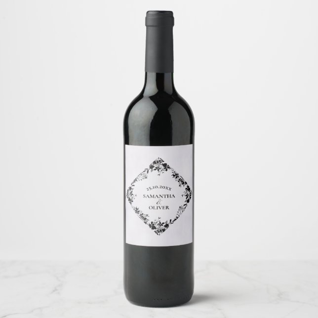 Rótulo da garrafa de vinho de Casamento Floral Ele (Frente)