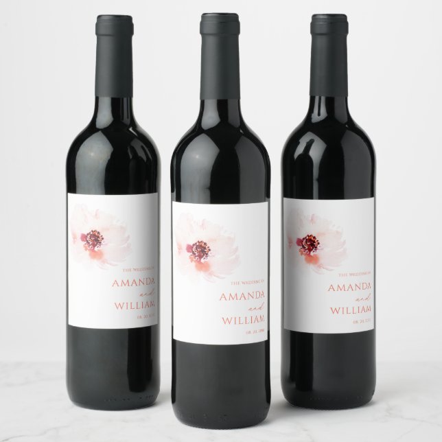 Rótulo da garrafa de vinho de Casamento Floral Min (Garrafas)