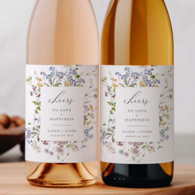 Rótulo da garrafa de vinho de Casinha Floral Boho (Criador carregado)