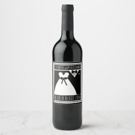 Rótulo da garrafa de vinho de noiva e de vinho de