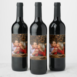 Rótulo da garrafa de vinho de saudação da temporad