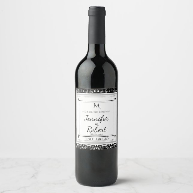 Rótulo da garrafa de vinho do Casamento tema damas (Frente)