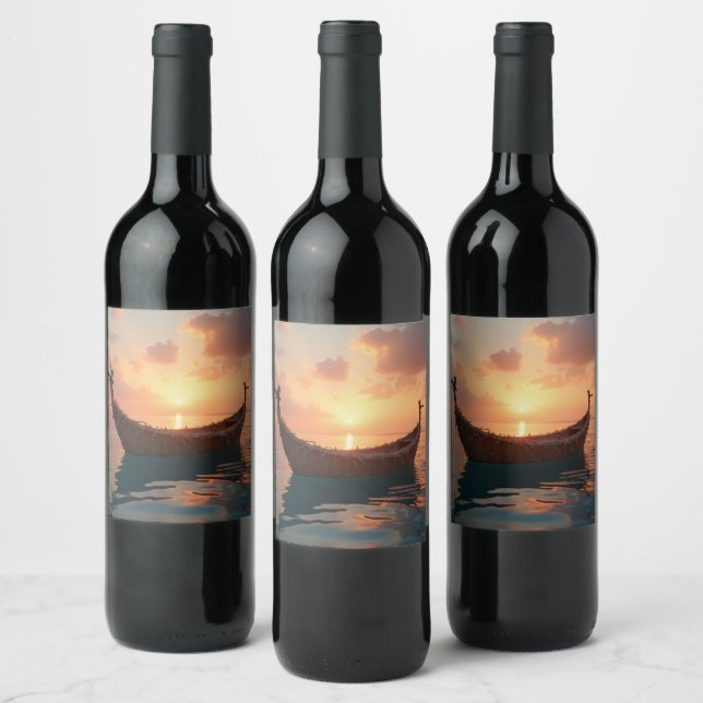 Rótulo da garrafa de vinho do navio de navegação (Garrafas)