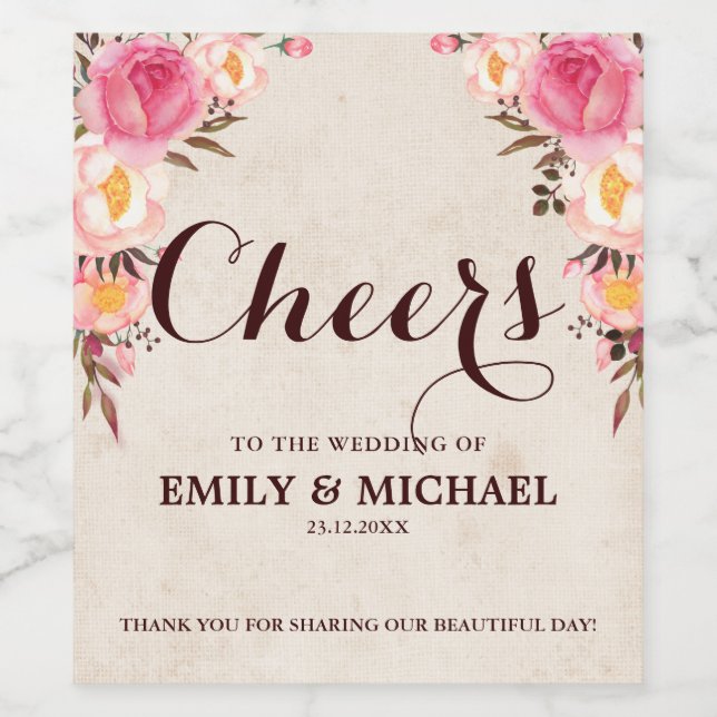 Rótulo da garrafa de vinho Floral Russo Country (Rótulo Único)