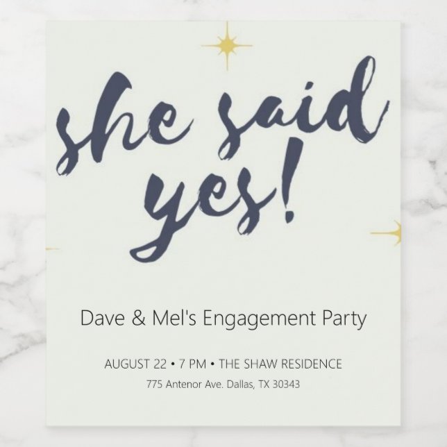 Rótulo da garrafa de vinho para convite ao noivado (Rótulo Único)