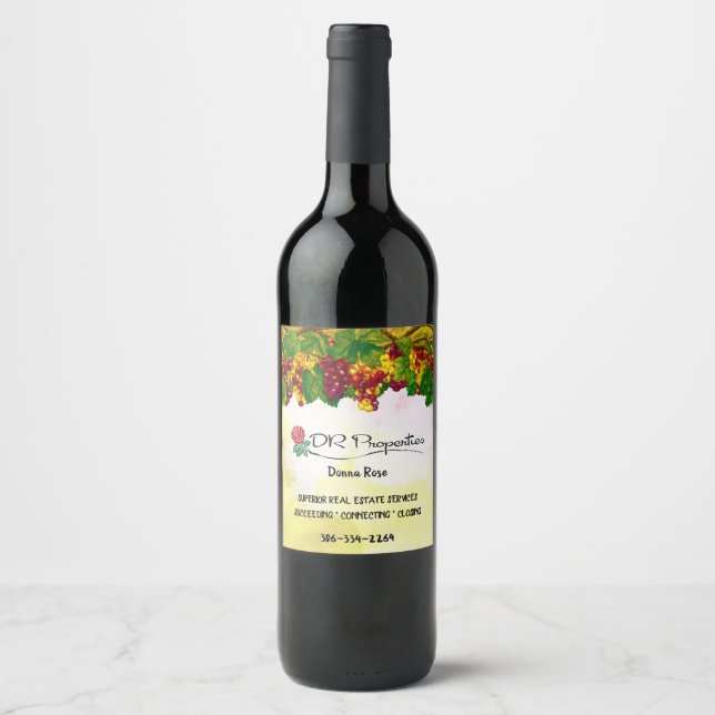 Rótulo da garrafa de vinho personalizada Donna Ros (Frente)