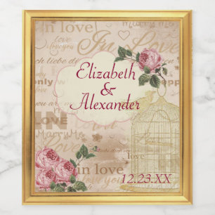 Rótulo da garrafa de vinho personalizado do casame