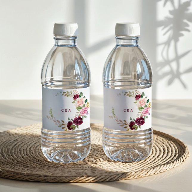 Rótulo da Garrafa Floral de Água Verde Blush Borgo (Criador carregado)