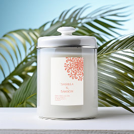 Rótulo da Vela Flourish Vermelha Laranja Whimsical