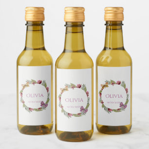 Rótulo das Mini Garrafas de Vinho Floral Verde