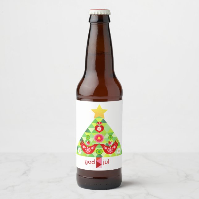 Rótulo de Ave de Feriado do Mod Scandi (Frente)