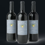 Rótulo de Bebida Azul Moderno Limoncello Dusty<br><div class="desc">Léon e folhas de cor aquosa bonito,  etiqueta de bebida de limoncelo. Projetado para corresponder à nossa Coleção de Pomares de Citros. A cor de fundo,  mostrada em azul empoeirado,  pode ser personalizada.</div>