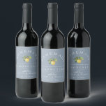 Rótulo de Bebida Azul Moderno Limoncello Dusty<br><div class="desc">Léon e folhas de cor aquosa bonito,  etiqueta de bebida de limoncelo. Projetado para corresponder à nossa Coleção de Pomares de Citros. A cor de fundo,  mostrada em azul empoeirado,  pode ser personalizada.</div>