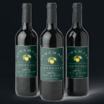 Rótulo de Bebida Verde Moderno Limoncello<br><div class="desc">Léon e folhas de cor aquosa bonito,  etiqueta de bebida de limoncelo. Projetado para corresponder à nossa Coleção de Pomares de Citros. A cor de fundo,  mostrada em verde esmeralda,  pode ser personalizada.</div>