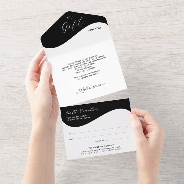 Rótulo de Borda Plana - Onda preta 1 Voucher (Aba destacável)