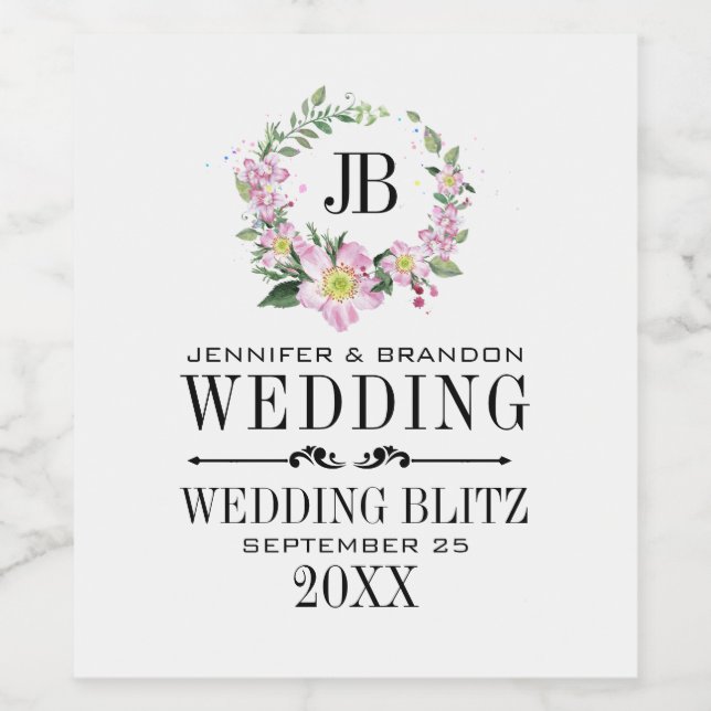 Rótulo de Casamento de Rosa de Cão-Design (Rótulo Único)