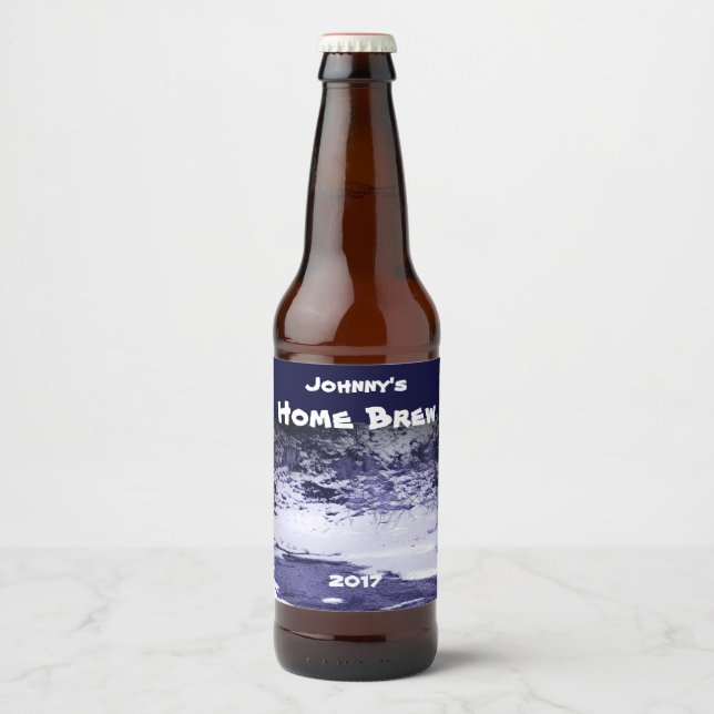 Rótulo de Cerveja Azul e Branca de Inverno Frio (Frente)