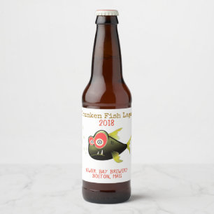 Rótulo de Cerveja Personalizada de Peixe Bêbado En
